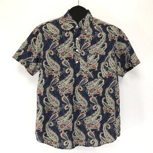 J. Crew Short Sleeve Seersucker Popover Shirt Men's Medium Paisley 100% Cotton